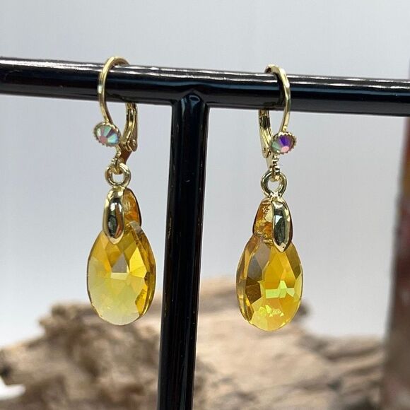 Kirks Folly Autumn Goddess Tears Drill Drop Lever Back Retired Earrings - Picture 7 of 8